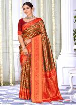 Silk Red Festival Wear Weaving Saree